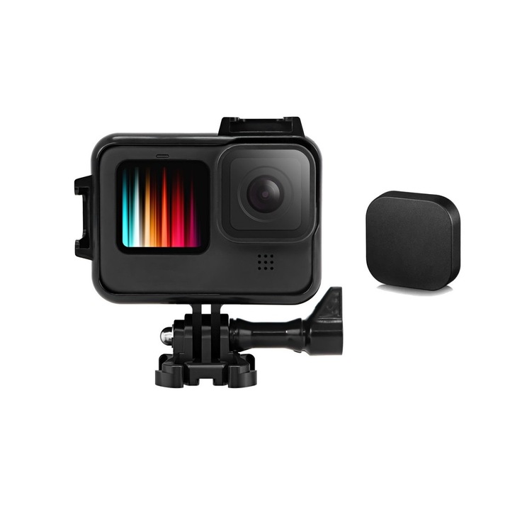 Защитен калъф (скоба) за GoPro Hero 9 Hero 10 Hero 11 Hero 12 с държач за светкавица и микрофон, заедно с предпазен капак за обектива