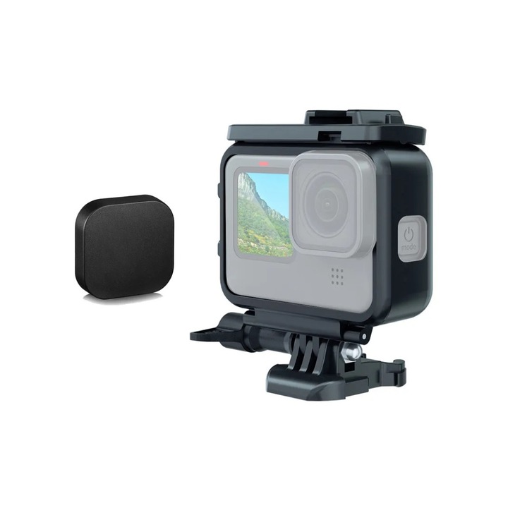 Защитен калъф (щипка) за GoPro Hero 9 Hero 10 Hero 11 Hero 12 Рамка с 2 места за светкавица или микрофон, заедно с защитно покритие за обектива