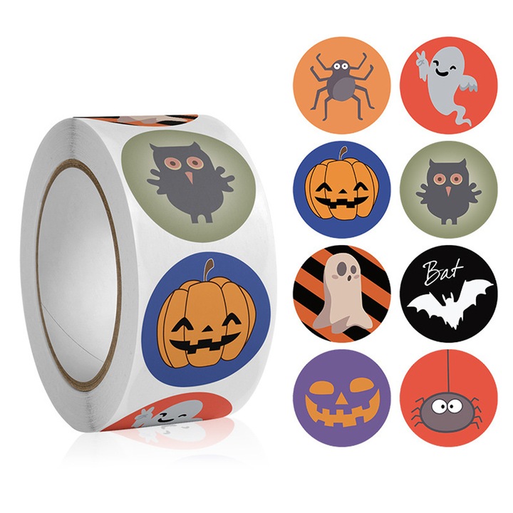 Set 500 Stickere Decorative Halloween, AMRINUGL, Hartie, Multicolor