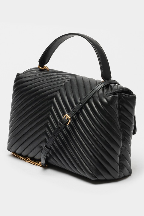 Pinko, Geanta crossbody de piele Love Lady Puff, Negru, 22 x 31 x 12 CM