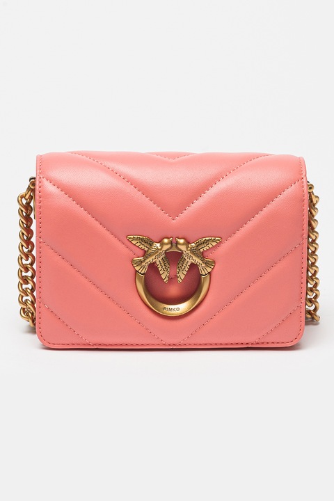 Pinko, Geanta crossbody din piele Love Click, Roz aprins