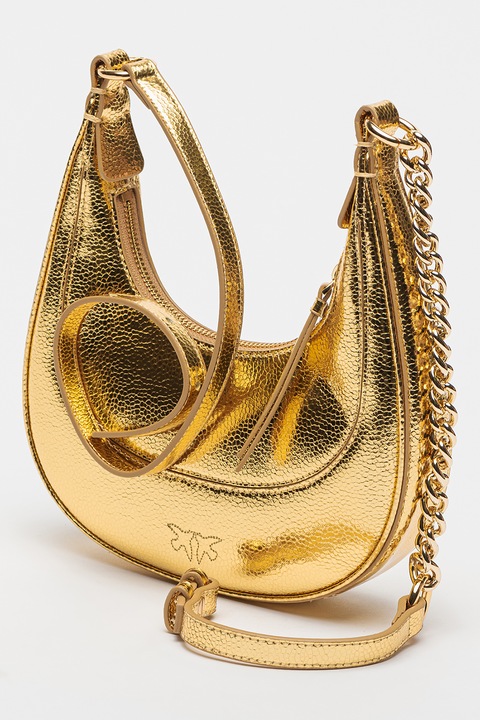 Pinko, Geanta de piele cu bareta de umar Brioche, Auriu