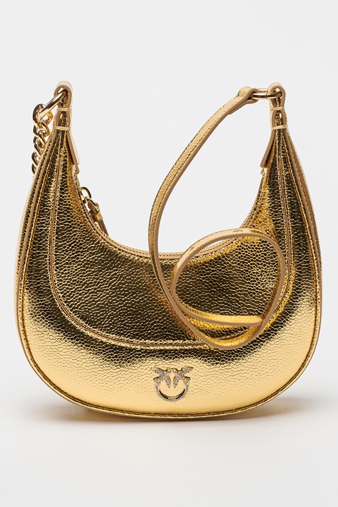 Pinko, Geanta de piele cu bareta de umar Brioche, Auriu