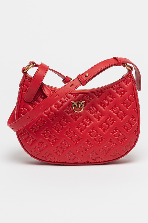 Pinko, Кожена чанта през рамо с принт, Червен