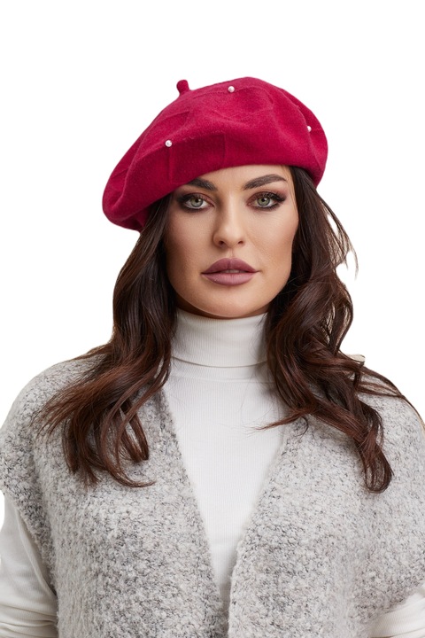 Bereta de dama Ralenne Erica, 100% Lana, Rosu zmeura, One-Size