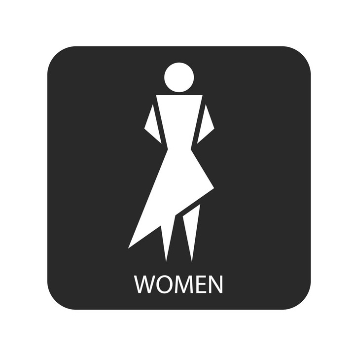 Jelző, Intelli®, Női WC jelzés, PVC tábla 3mm vastag, Ragasztóval ellátva, Időjárásálló, modell: I42, 10x10cm