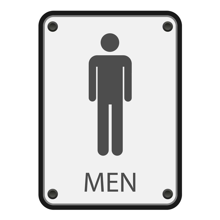 Jelzőtábla, Intelli®, férfi WC, 3mm vastag PVC tábla, ragasztóval ellátva, időjárásálló, modell: I47, 10x15cm