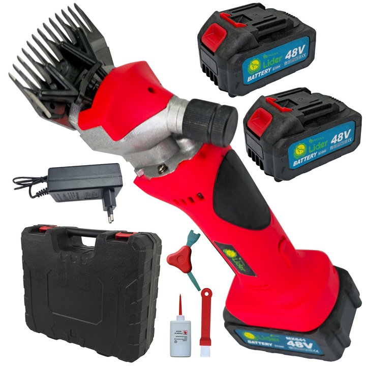 Mencoza™ Lider акумулаторна машина за стригане на овце, 48V, 6000mAh, 2 батерии, включени аксесоари, кутия за транспортиране и съхранение