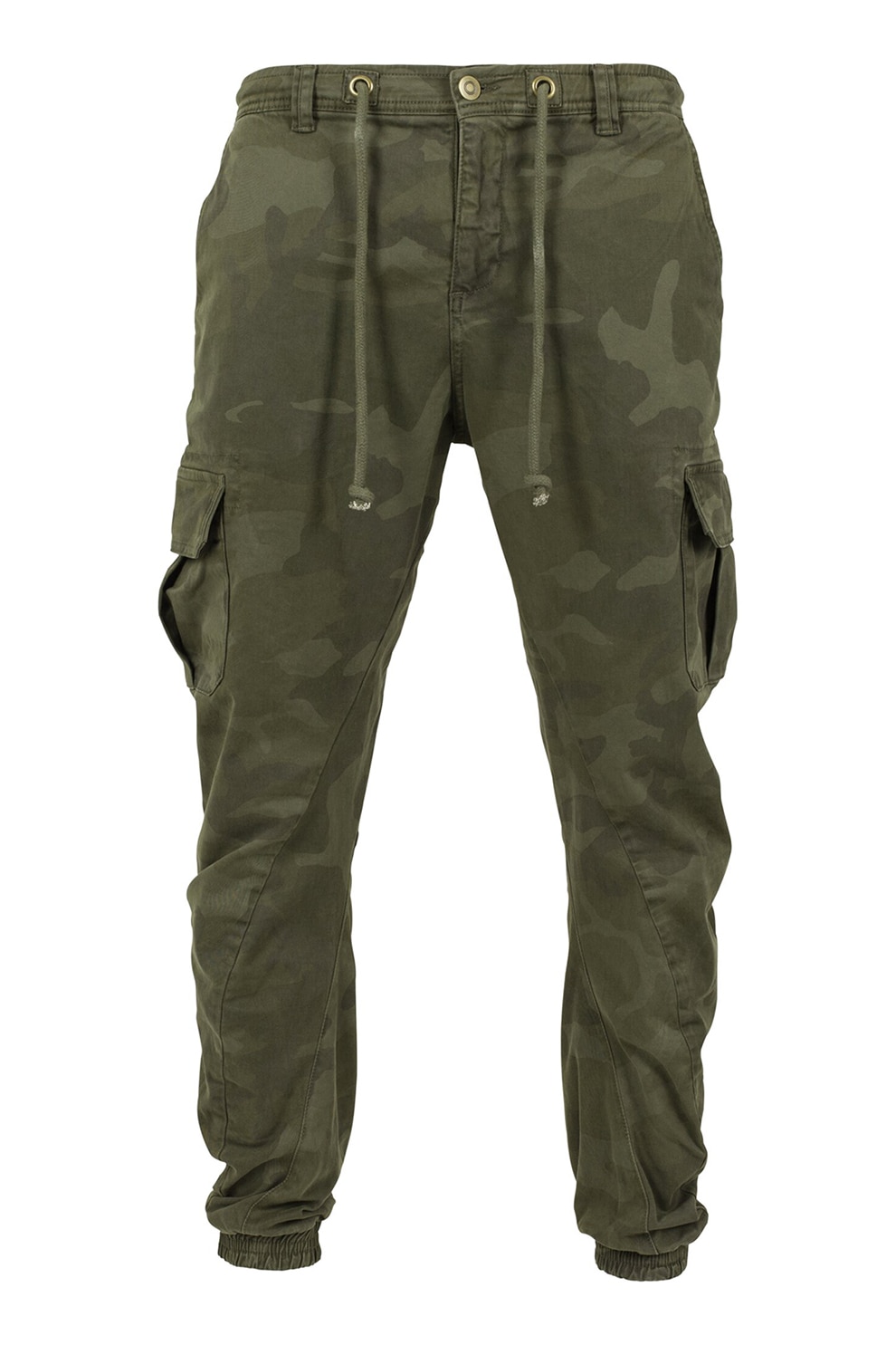 Urban Classics, Pantaloni cargo cu imprimeu camuflaj, Verde masliniu, 30