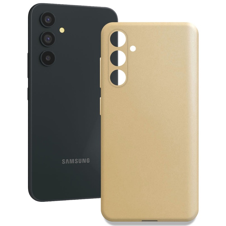 Husa de protectie pentru telefon, compatibila cu Samsung Galaxy A54, Glamour Shield, Metalizata, Interior de microfibra, Silicon, Auriu