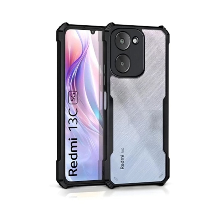 Husa pentru Xiaomi Redmi 13C 4G, SKYDDAR INNOVATION, StealthArmor, Antisoc, set cu sticker, Negru