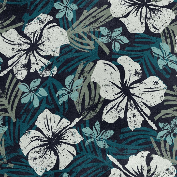 Bársonyos anyag varráshoz, hibiszkusz, többszínű, 145x280cm