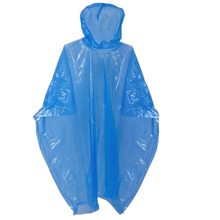 Pelerina ploaie tip poncho cu gluga 130 x 125cm, multicolor