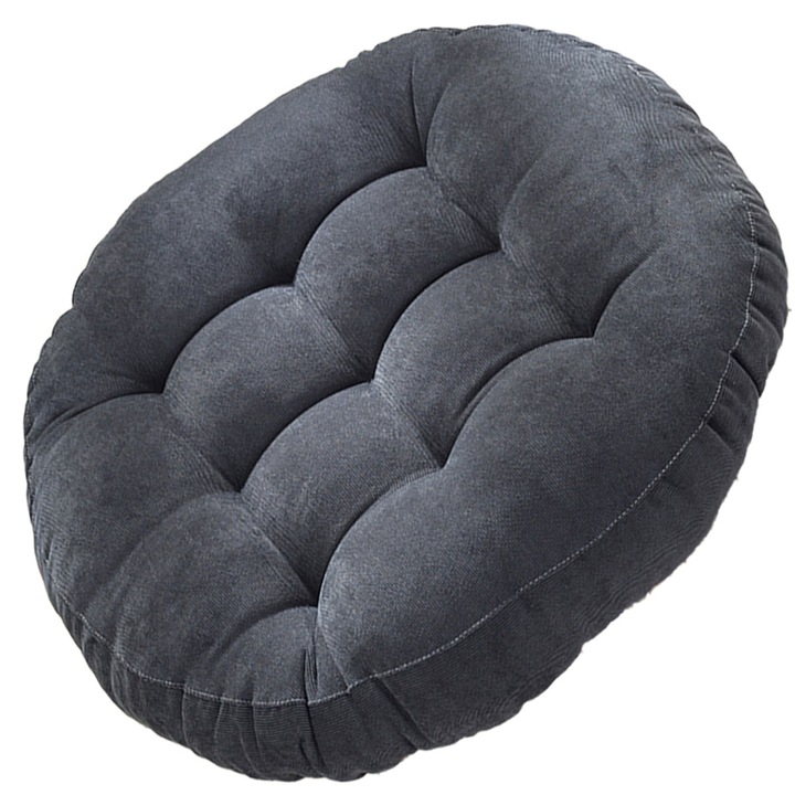 Párna, plüss, 42cm, sötétszürke