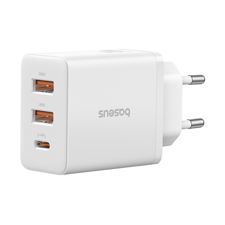 Incarcator GaN, 2x USB, Type-C, Fast Charging, 30W, Baseus (P10111402213-00), White