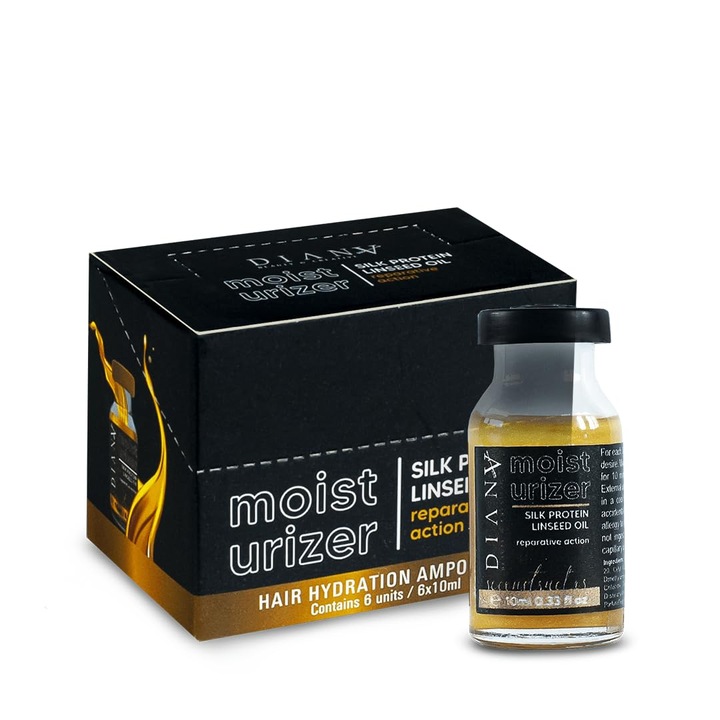 Set 6xFiola de aur pentru par, Tratament, DIANA BEAUTY CREATIVE, hidratare, regenerare, 6x10 ml