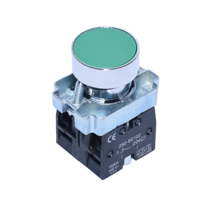 Buton push BA35, verde, 54x40x30mm, pentru motoare și pompe