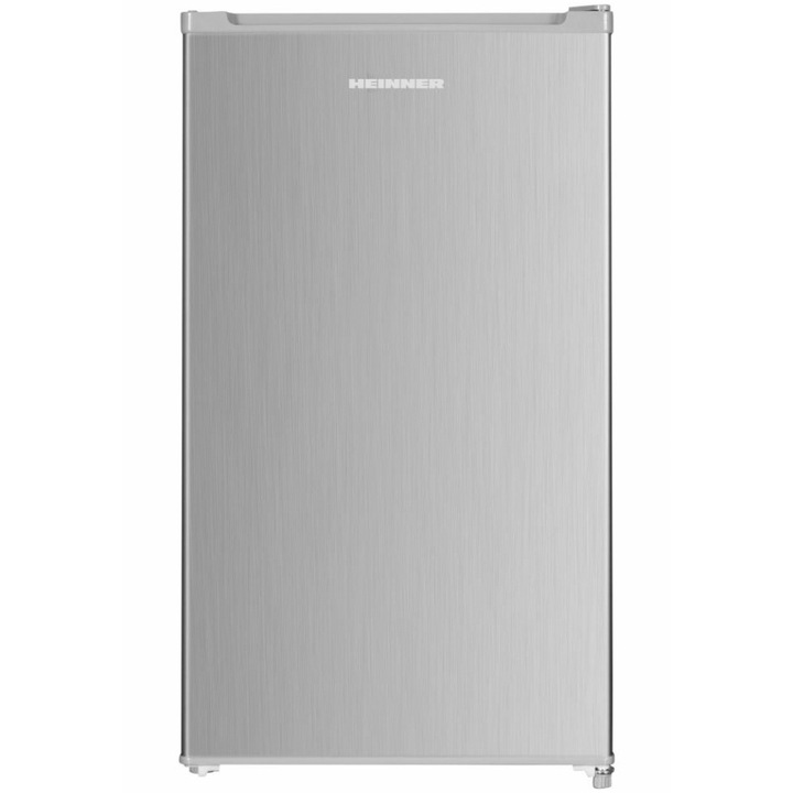 Хладилник с една врата Heinner HF-HM90SE++, 90 л, Клас Е, LED осветление, H 85 см, Сребрист