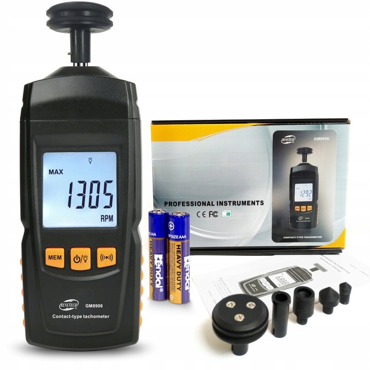 Tahometru Benetech GM8906, LCD, Masurare RPM, 51x27x144mm, Negru
