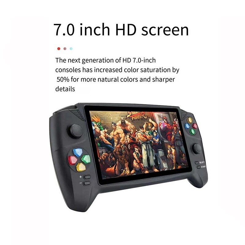 Joc portabil STELS, tehnologie inteligenta, ecran color de 7 inchi, HDMI, 10000 de jocuri, negru