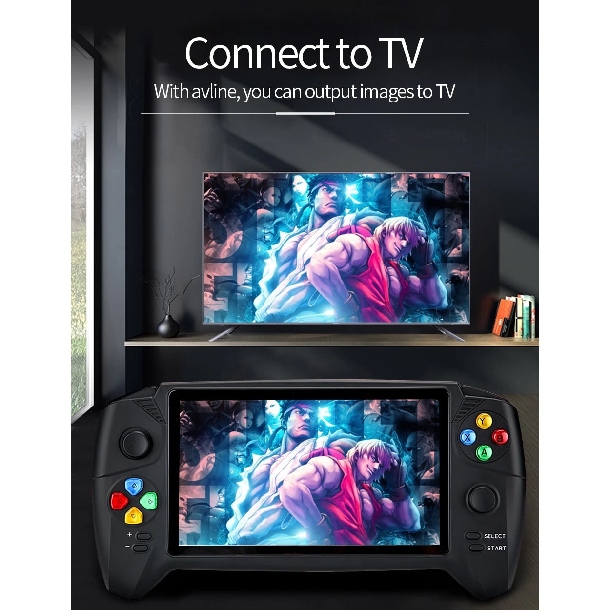 Joc portabil STELS, tehnologie inteligenta, ecran color de 7 inchi, HDMI, 10000 de jocuri, negru