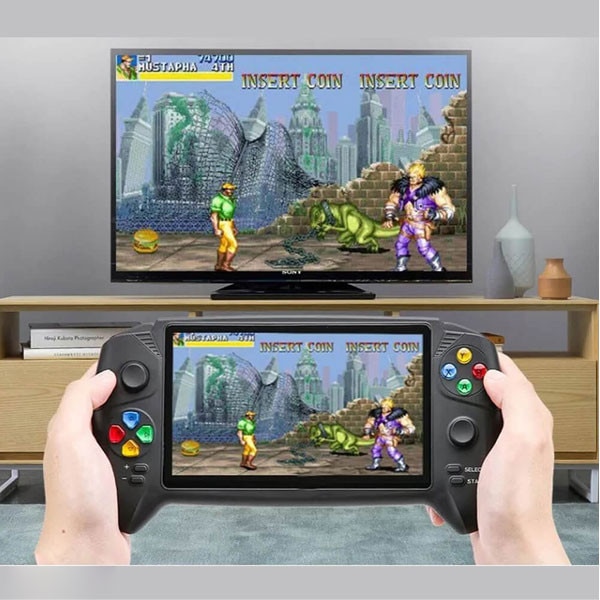 Joc portabil STELS, tehnologie inteligenta, ecran color de 7 inchi, HDMI, 10000 de jocuri, negru