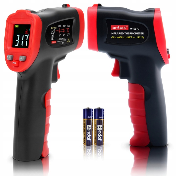 Инфрачервен лазерен термометър Wintact WT327B, -50°C до +600°C, LCD екран, 108x49x177mm