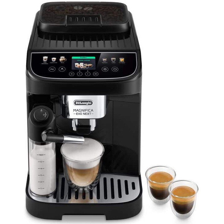 Espressor automat De’Longhi Magnifica Evo Next ECAM 310.60.B, 1450W , 10 tipuri de bauturi, 15 bari, carafa pentru lapte, Tehnologie LatteCrema, Negru