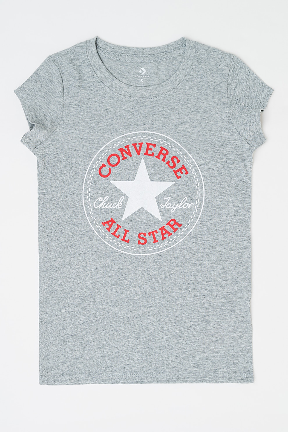 Converse, Tricou cu imprimeu logo Timeless Chuck, Rosu, Alb, Gri melange, 163-170 CM