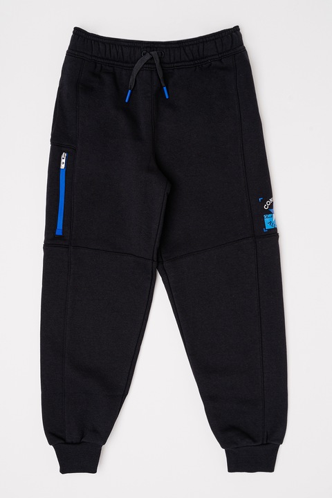 Converse, Pantaloni de trening din amestec de bumbac cu detalii contrastante, Negru/Albastru, 155-159 CM