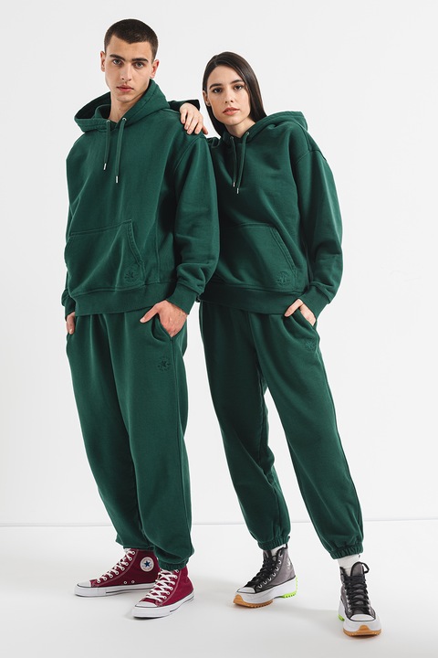 Converse, Pantaloni lejeri de trening cu logo, Verde inchis