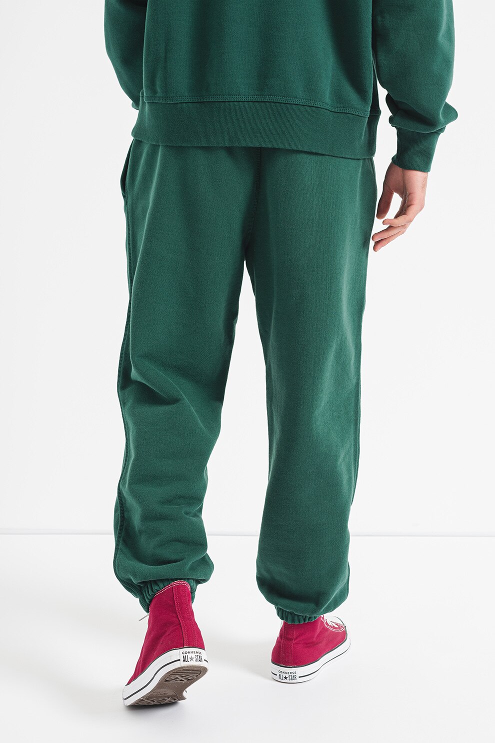 Converse Pantaloni lejeri de trening cu logo Verde inchis S eMAG.ro