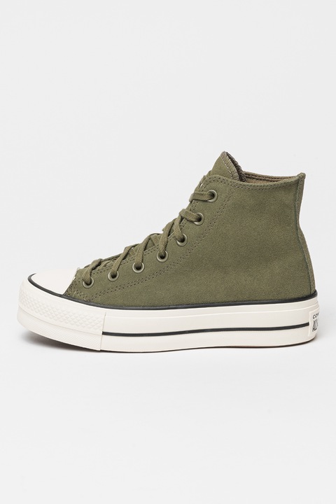 Converse, Tenisi mid-high de piele intoarsa Chuck Taylor All Star Lift, Verde sparanghel, 36