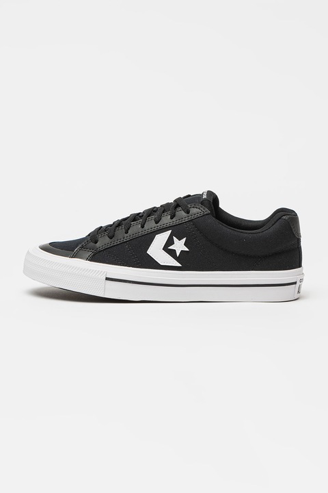 Converse, Tenisi cu insertii de piele ecologica, Alb/Negru