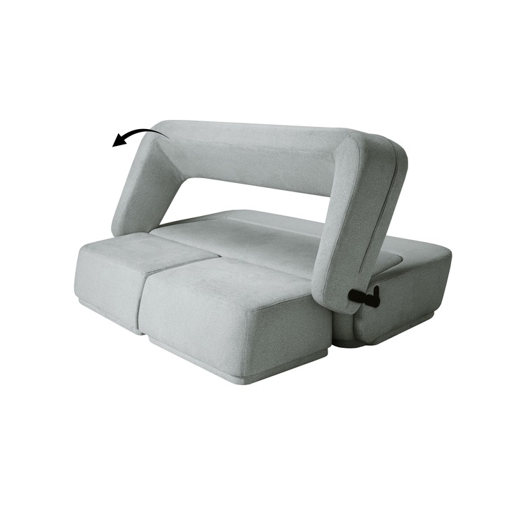 Canapea Extensibila Haven Gri de 3 Locuri cu 2 Pufuri