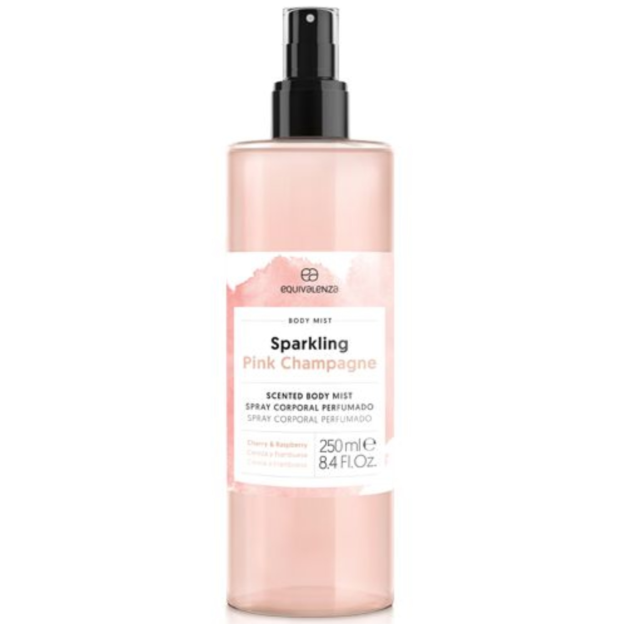 Spray pentru corp Equivalenza Sparkling Pink Champaign, Cirese si zmeura, 250 ml