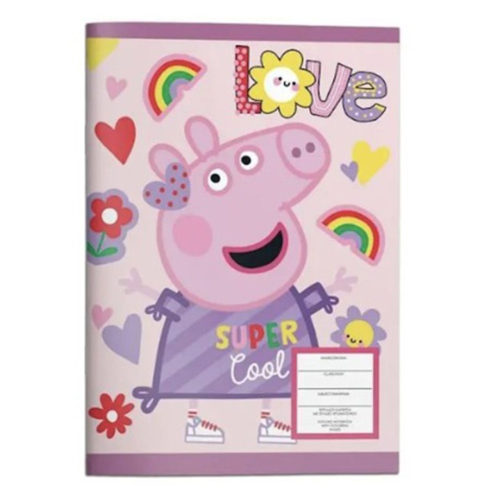 Тетрадка Peppa Pig с телбод B5, 17 x 25 см, 40 листа, Розов