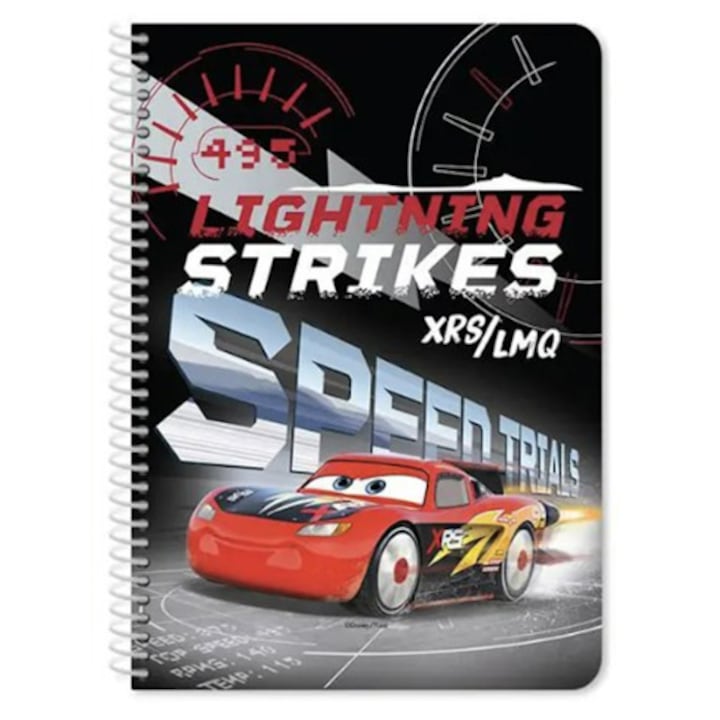 Тетрадка Cars със спирала, B5, 60 листа, 17 х 25 см
