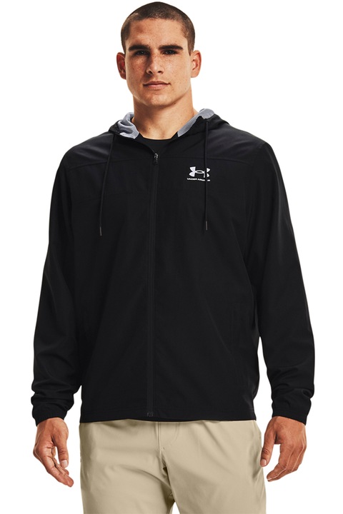 Under Armour, Jacheta rezistenta la vant, pentru fitness Sportstyle, Negru stins