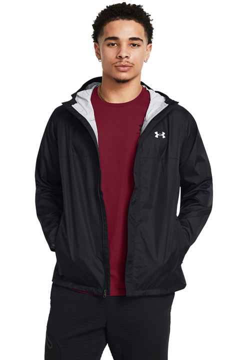Under Armour, Jacheta impermeabila cu gluga pentru antrenament Stormproof Cloudstrike 2.0, Negru/Gri