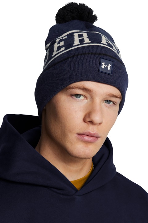 Under Armour, Caciula unisex cu ciucure Halftime, Alb, Bleumarin