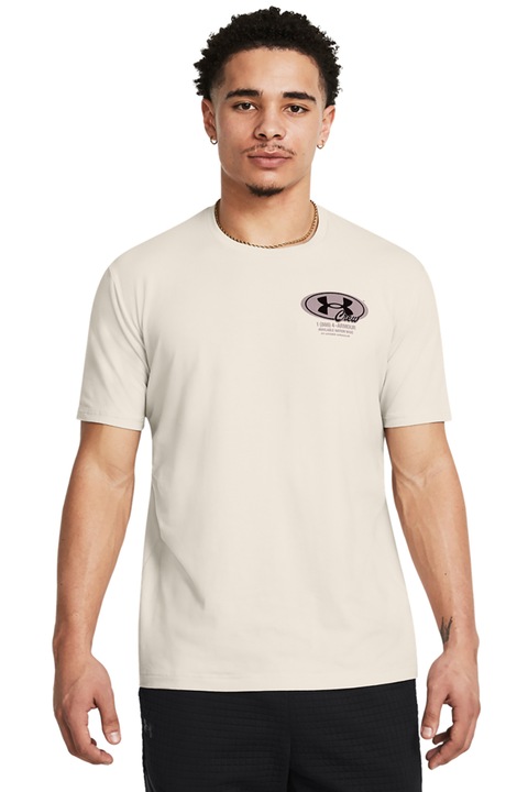 Under Armour, Tricou pentru fitness Grounds, Alb murdar