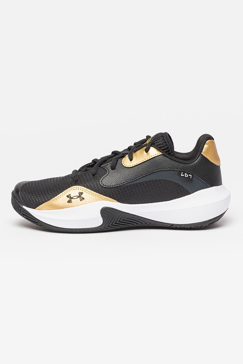 Under Armour, Pantofi low-cut pentru baschet Lockdown 7, Auriu, Negru, 12