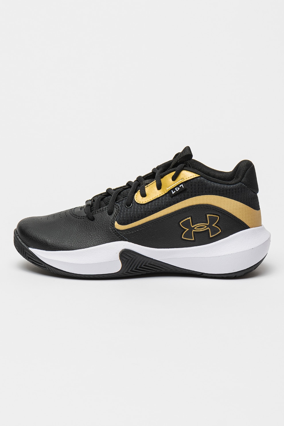 Under Armour, Pantofi Lockdown 7 pentru baschet, Auriu, Negru stins, 8