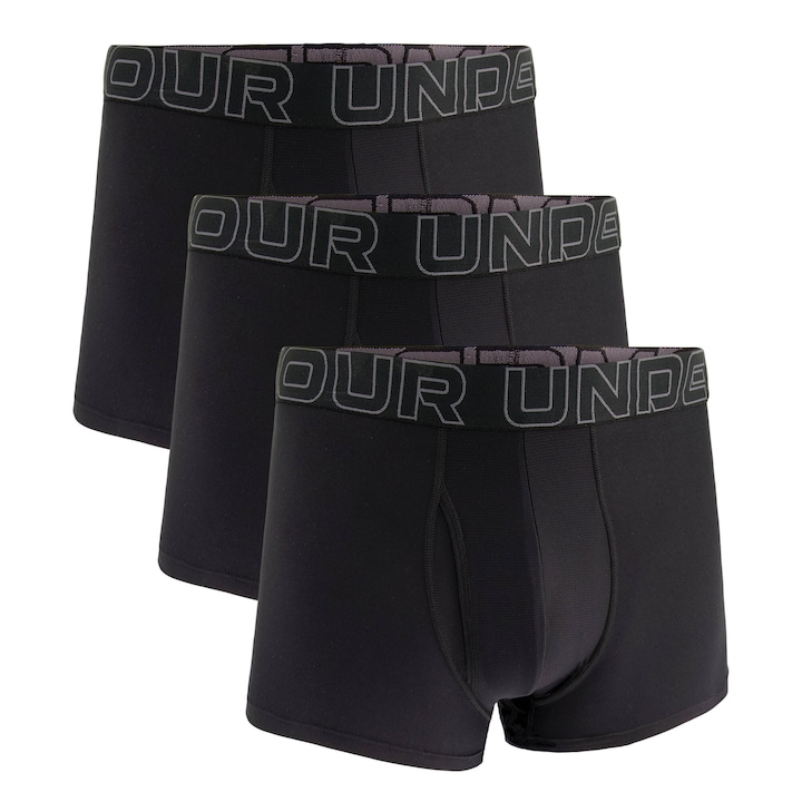 Under Armour, Set de boxeri cu banda logo in talie 174107 - 3 perechi, Negru