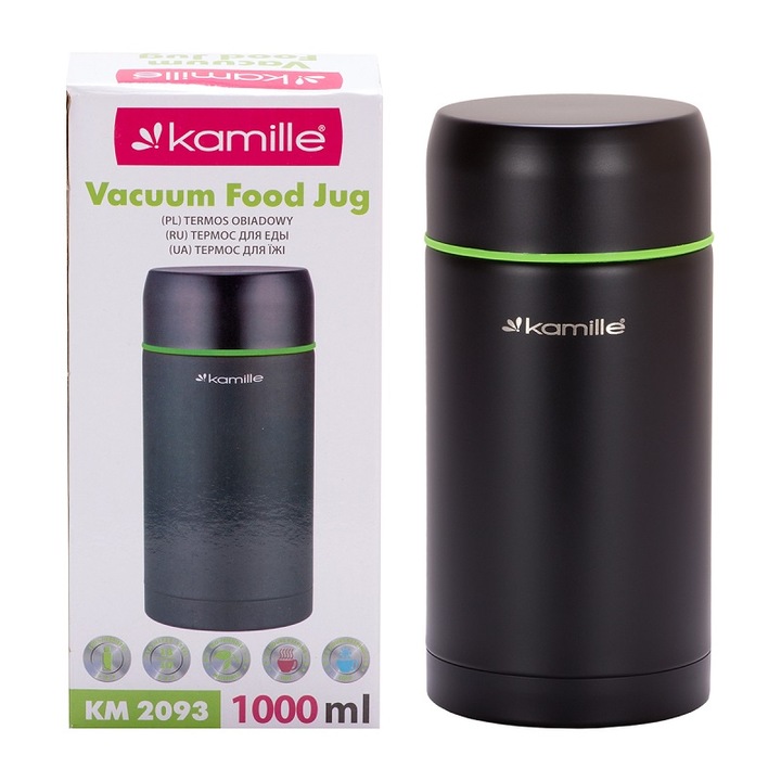 Termos pentru mancare Kamille KM-2093, inox, capacitate 1000ml, 10.5x22cm