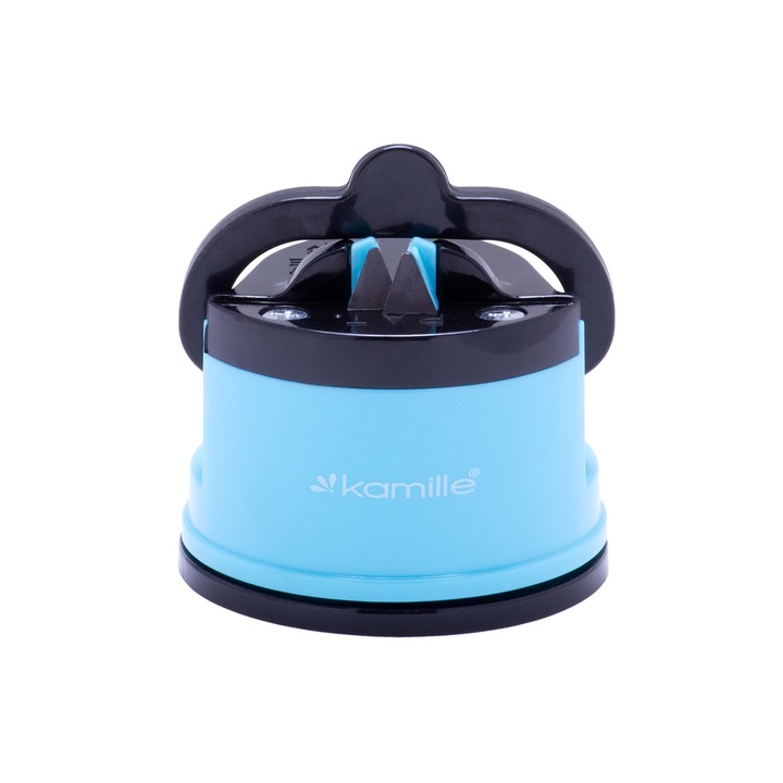 Ascutitoare cutite Kamille KM-5701, antiderapanta, 6x7x5cm, gri