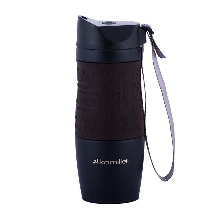 Cana termos Kamille KM-2052A, inox, antiderapant, 380ml, multicolor