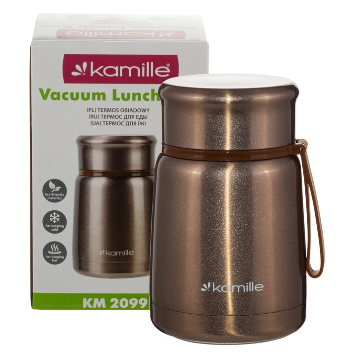 Termos pentru mancare Kamille KM-2099, izolatie termica, 530ml, miedziany/srebrny
