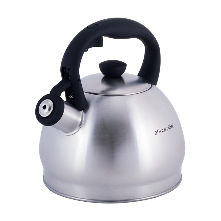 Чайник Kamille KM-0693BL, неръждаема стомана, капацитет 2л, индукция/газ, 19 см, черен